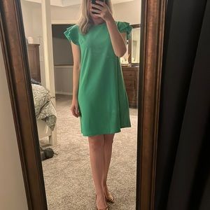 Flutter sleeve green dress
